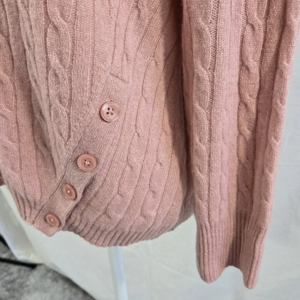 Charter Club Luxury 100% Cashmere Blush Pink Cable Knit Sweater Cozy Preppy